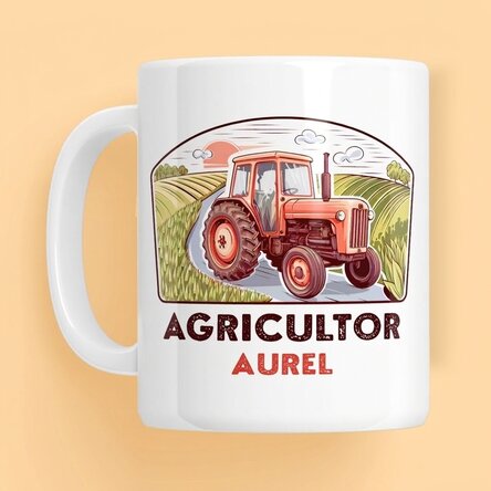 Taza personalizada con texto para agricultores - Tractor