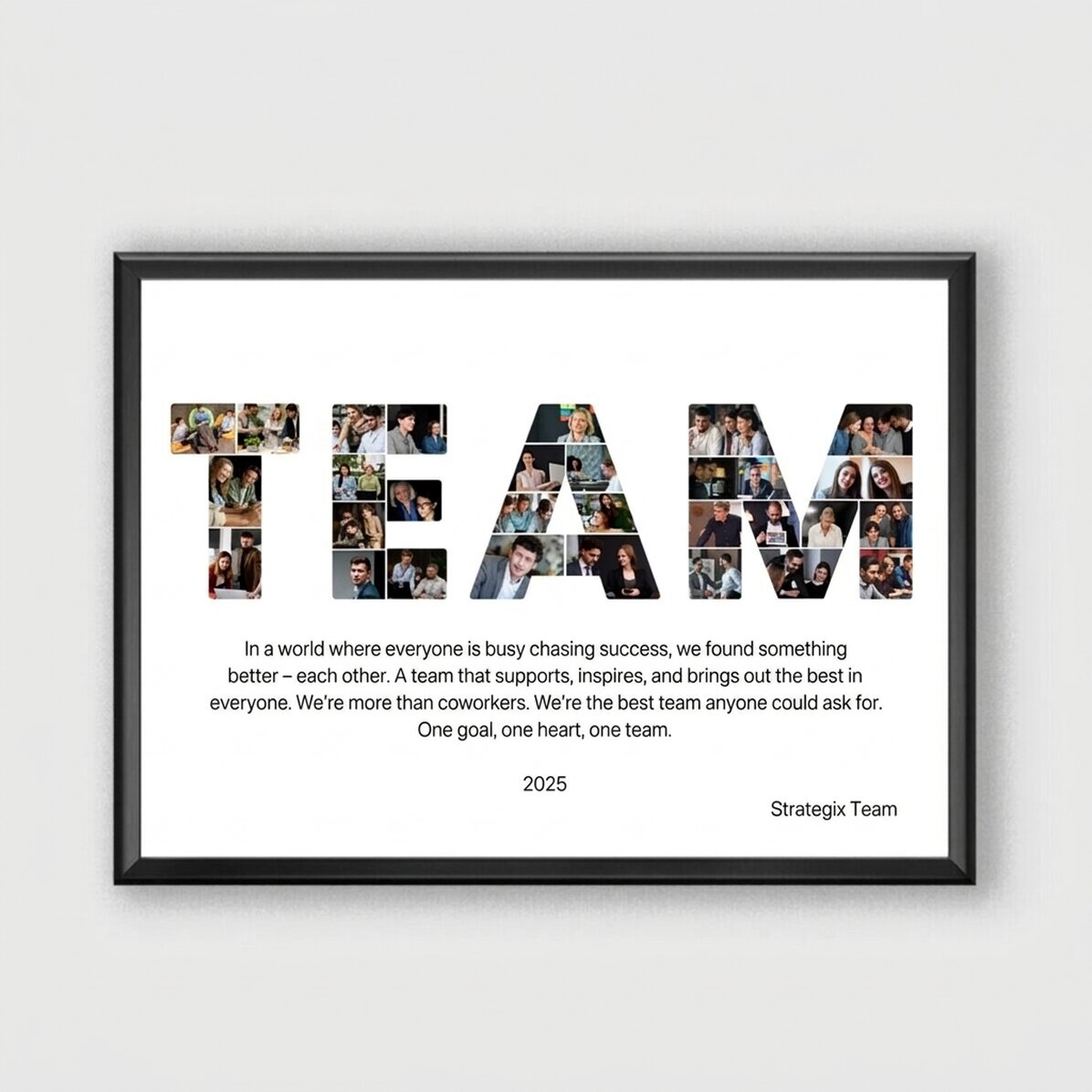 Cuadro personalizado con 29 fotos y texto - Best Team