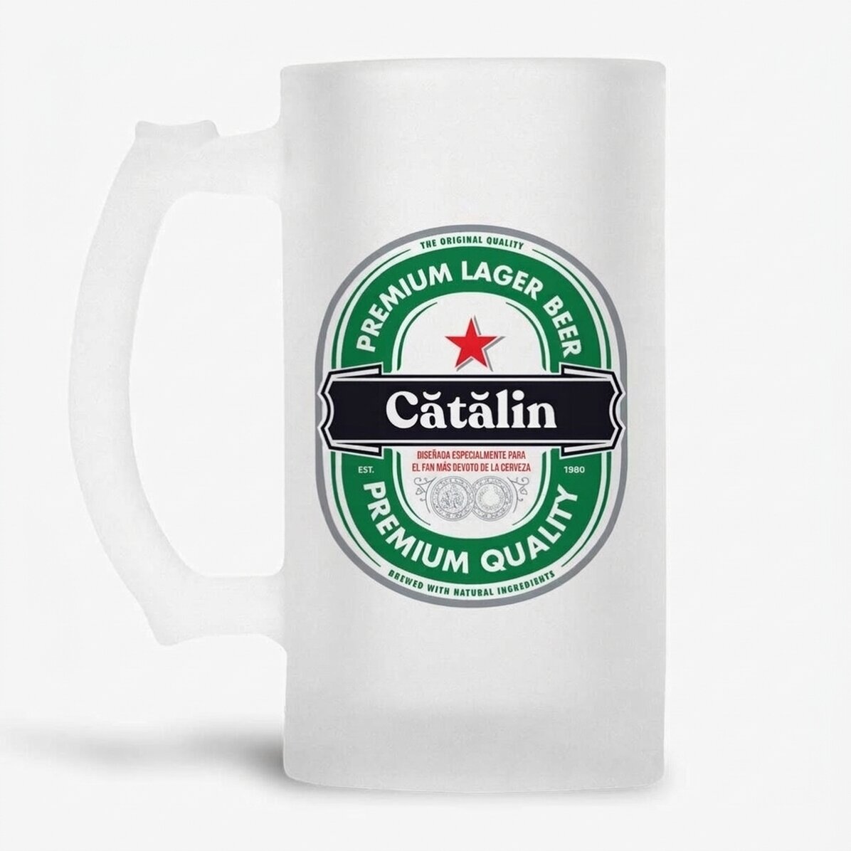 Jarra de cerveza personalizada con mensaje: «El fan más fiel de la cerveza»