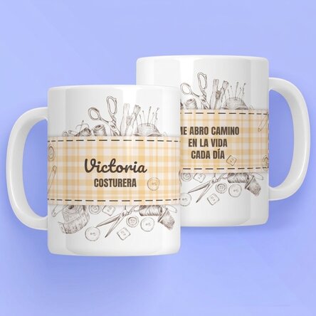 Taza personalizada con texto para sastres - Kit de costura