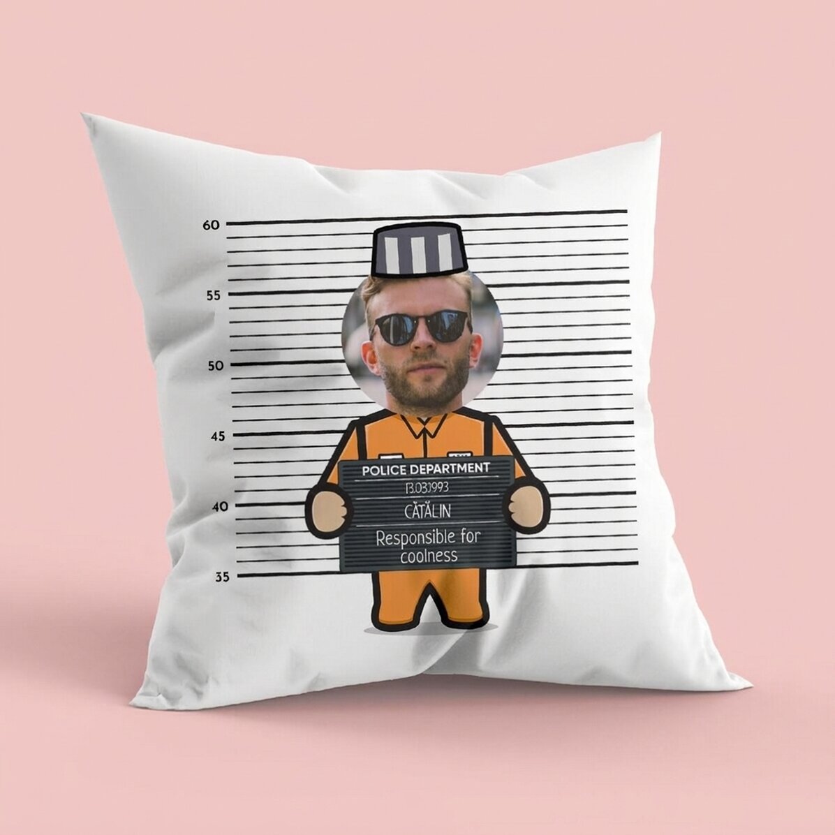 Cojín personalizado con una foto y un texto - Prisionero