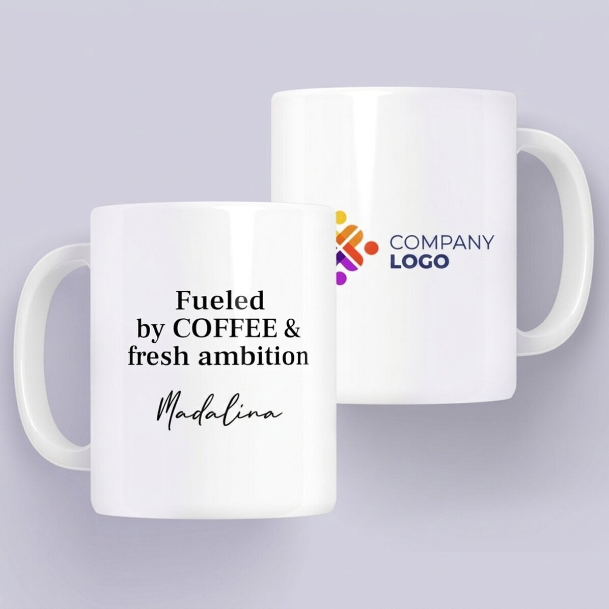 Taza personalizada con logotipo y mensaje