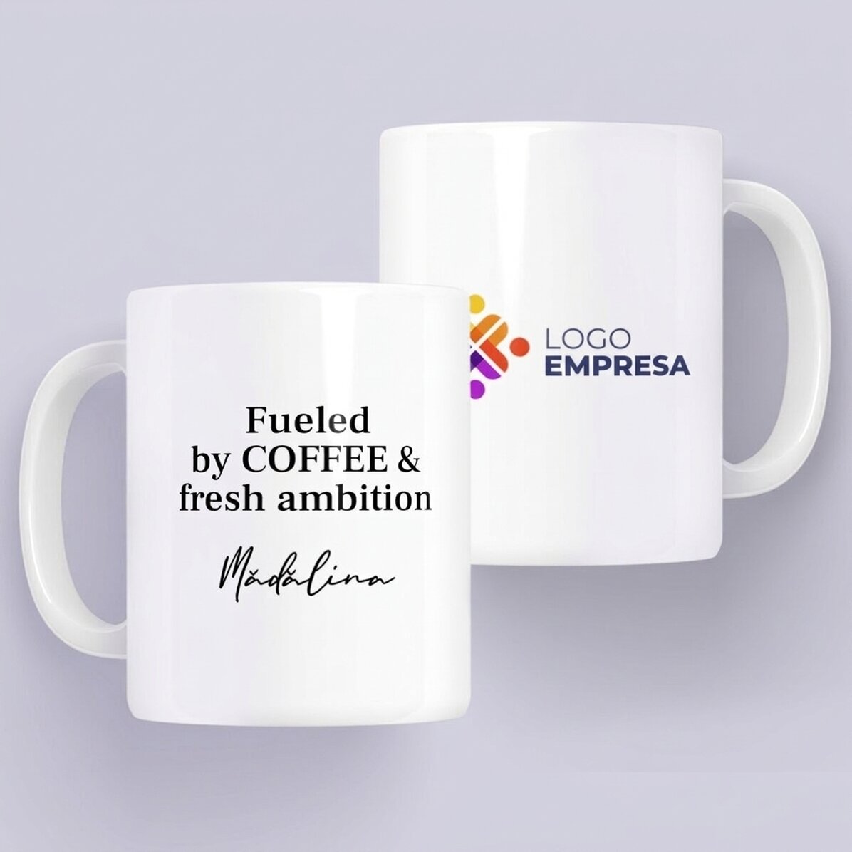 Taza personalizada con logotipo y mensaje