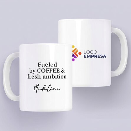 Taza personalizada con logotipo y mensaje