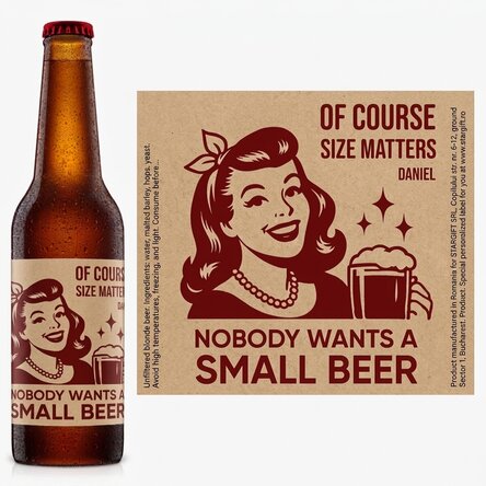Personalised beer with text - Size Matters
