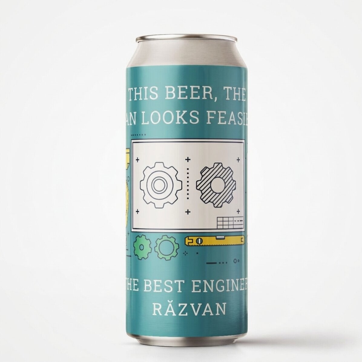 Cerveza en lata personalizada con texto: «Ingeniero»