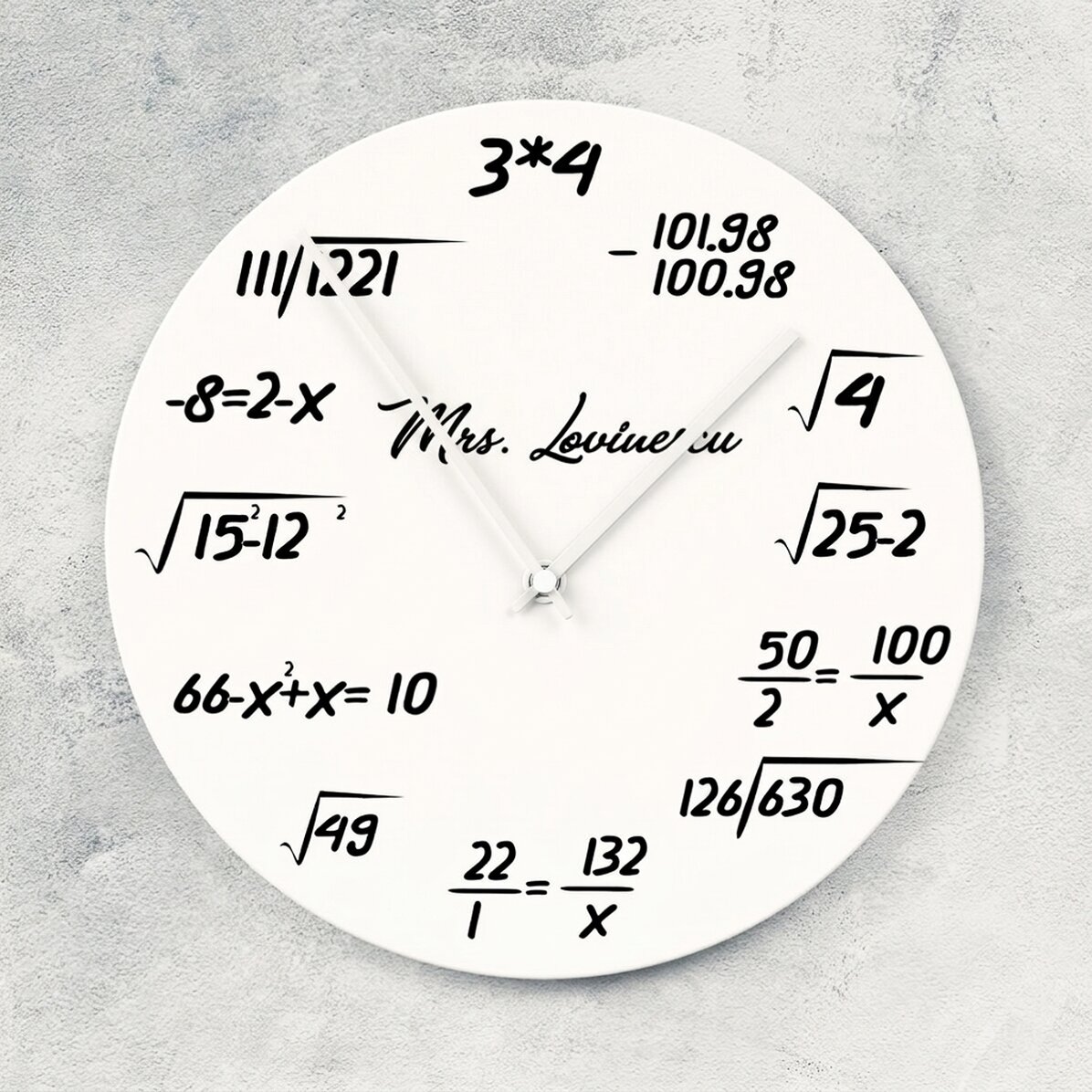 Reloj personalizado con nombre - Matemáticas