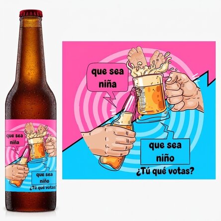 Cerveza personalizada con texto - Revelación del sexo del bebé