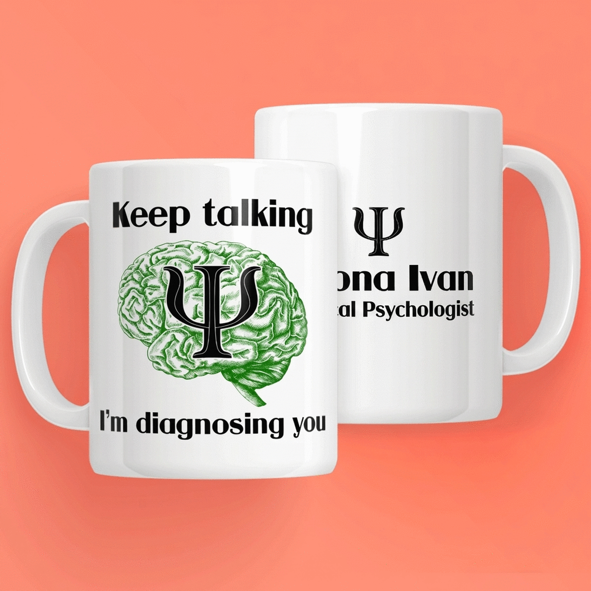 Taza personalizada con texto para psicólogos - Psyche