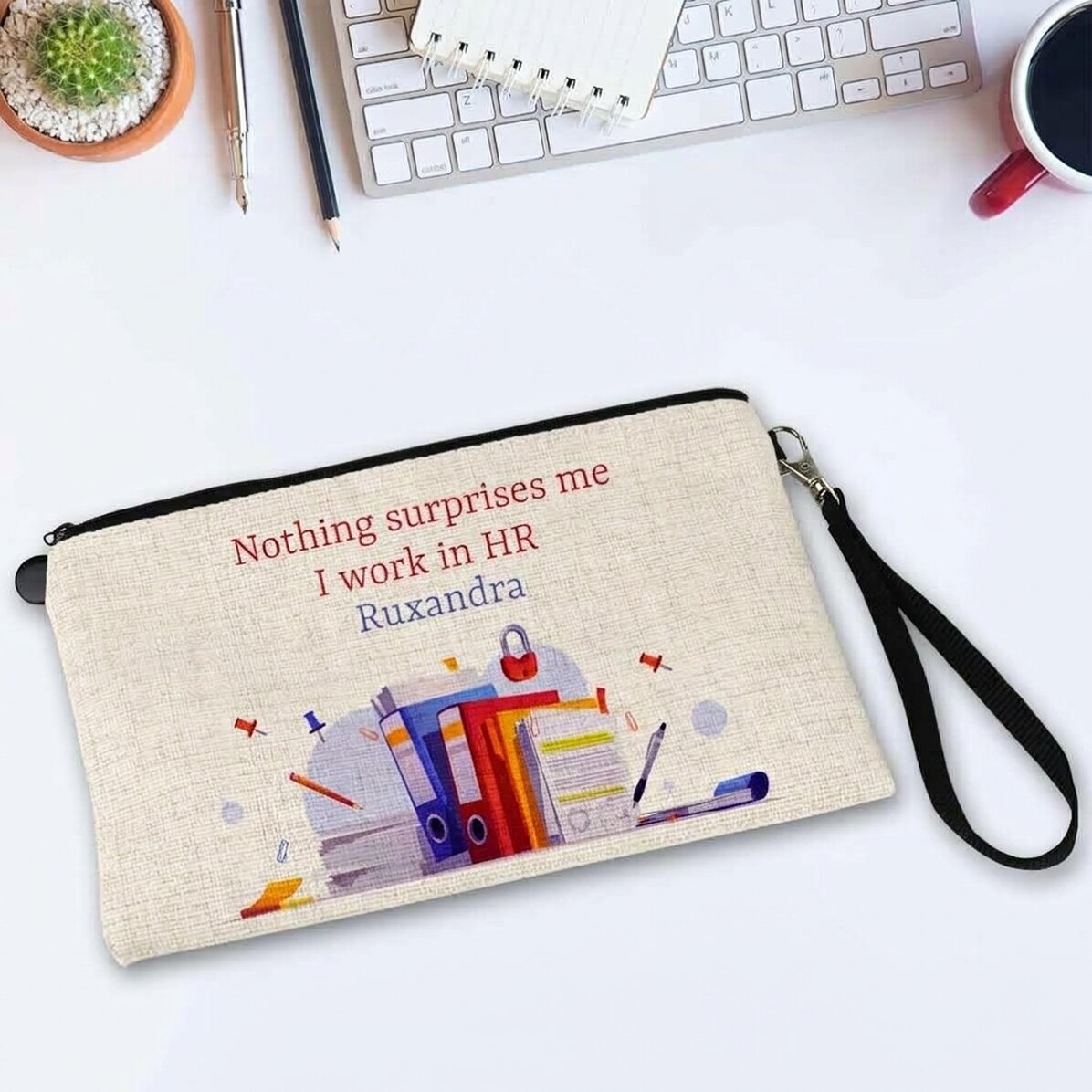 Estuche de accesorios personalizado con texto - HR