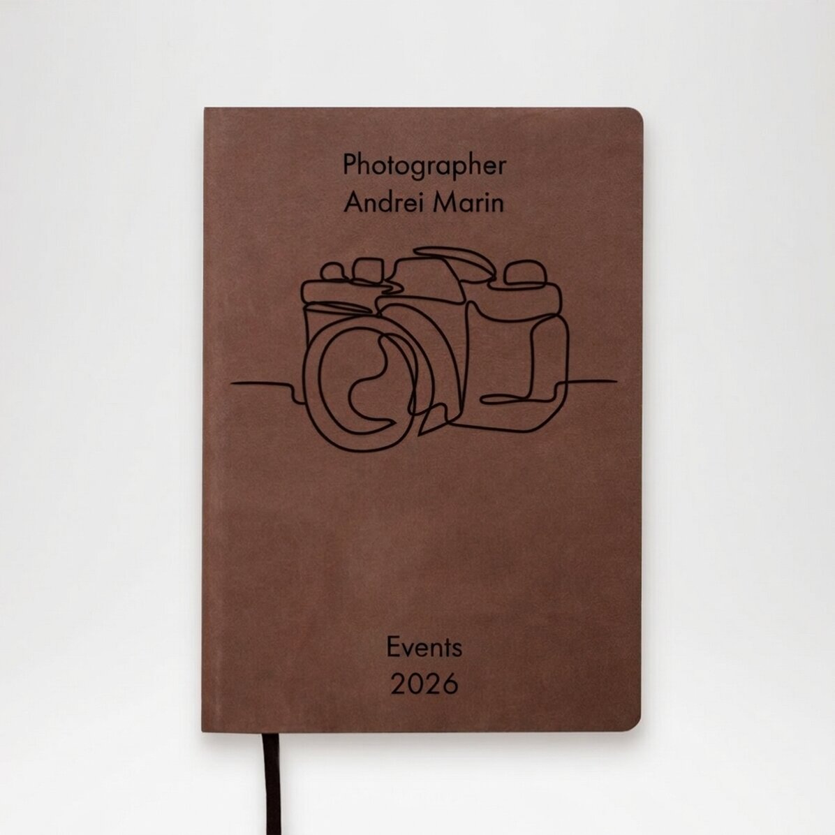 Agenda de piel personalizada con texto para fotógrafos