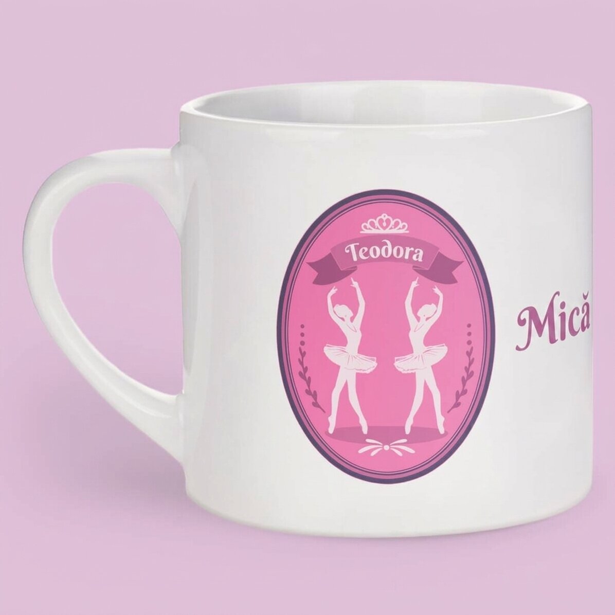 Taza personalizada para niños con texto: «Little ballerina»