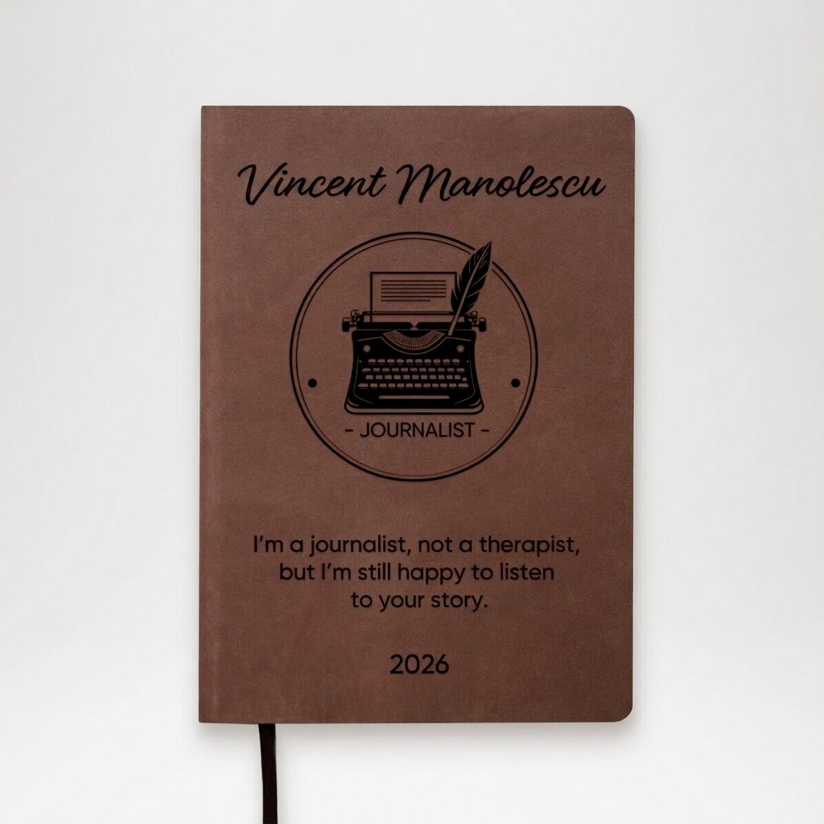 Agenda de piel personalizada con texto - Periodista