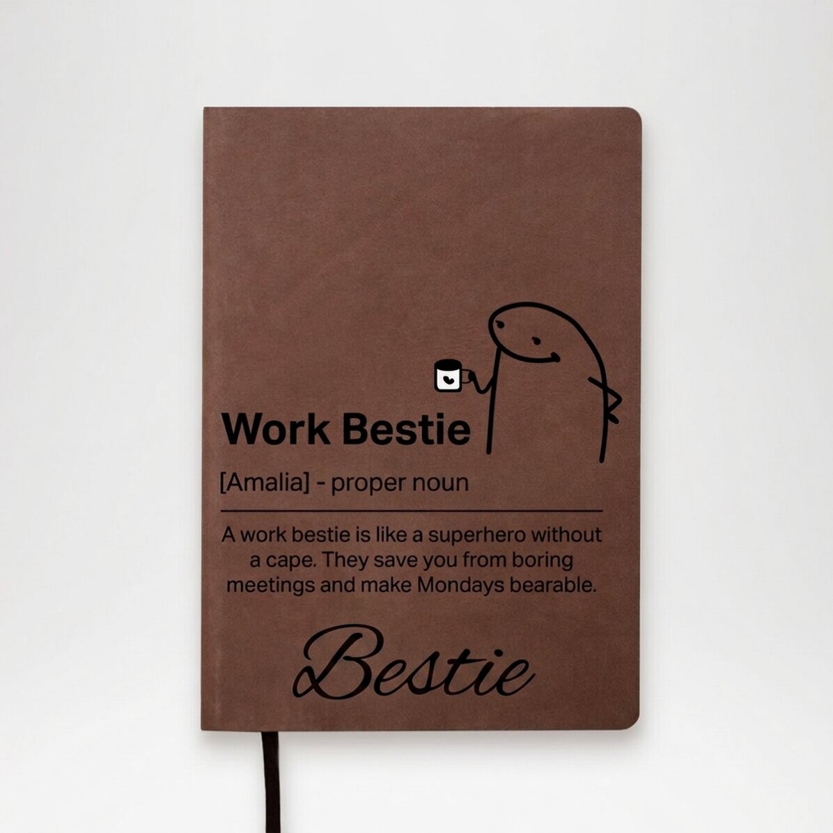 Agenda de piel personalizada con texto - Work Bestie
