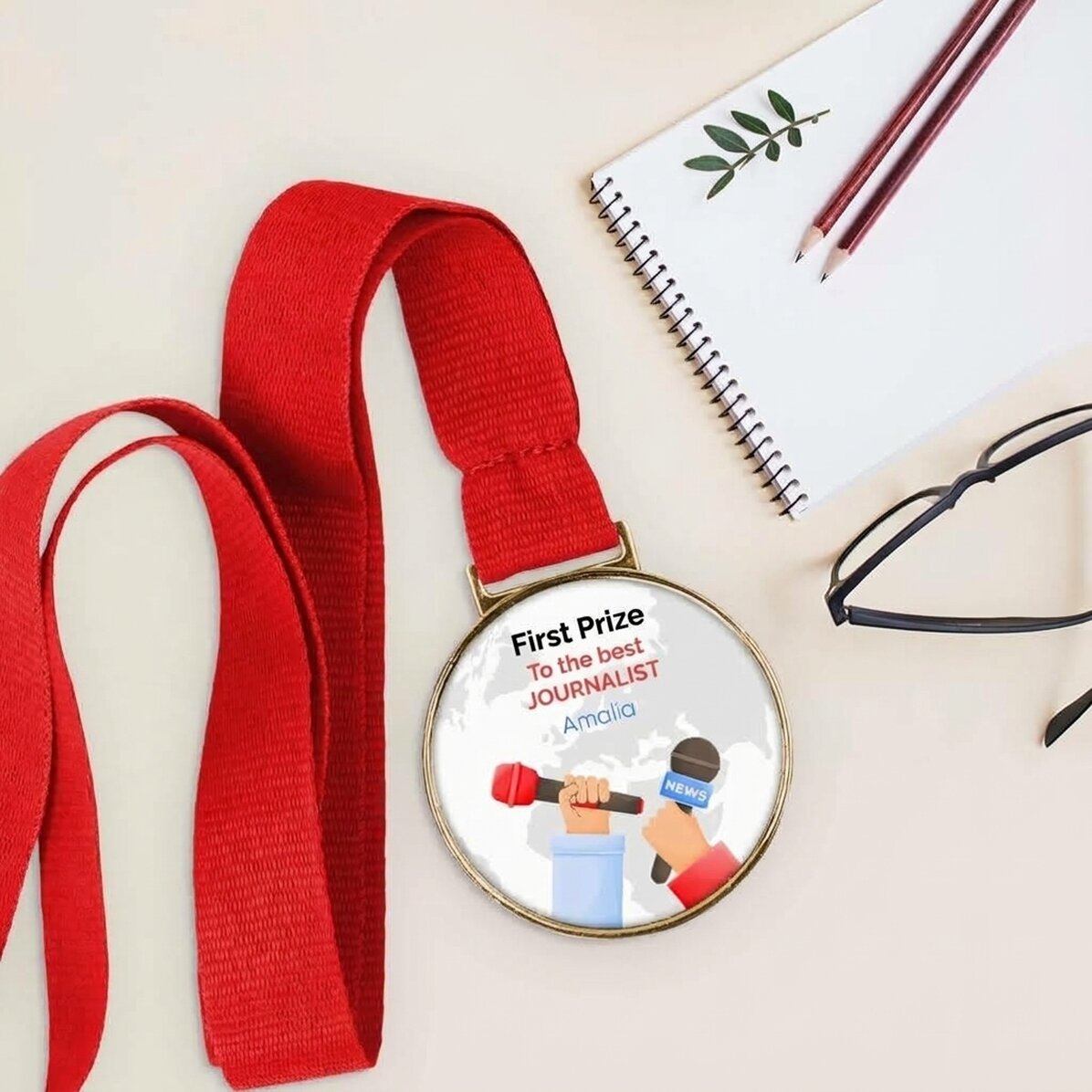 Medalla personalizada con mensaje - Periodista