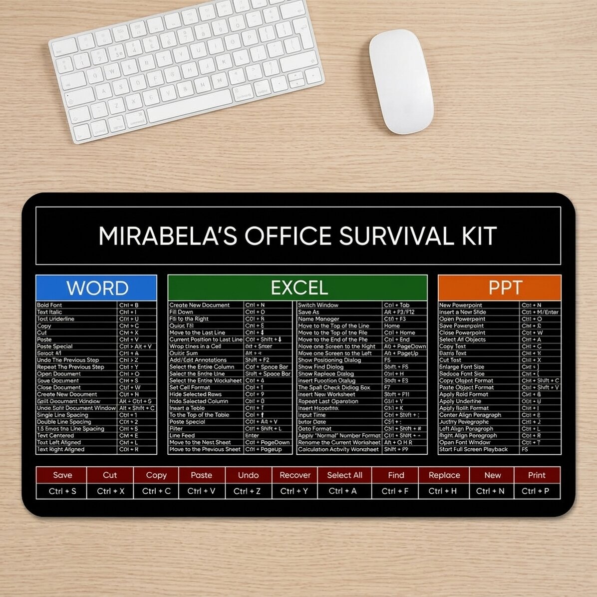Alfombrilla de ratón XXL personalizada con texto - Office Survival Kit