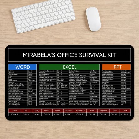 Customised XXL mouse pad with text - Office Survival Kit
