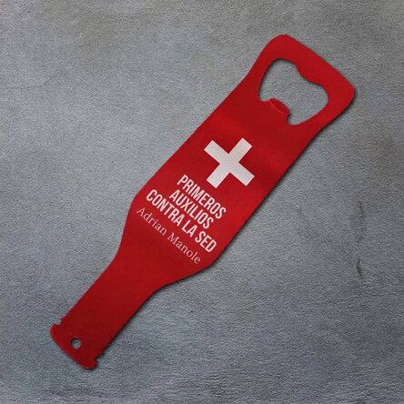 Abrecerras personalizado con mensaje - Thirst Aid