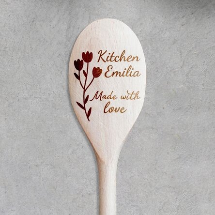 Personalised wooden spoon - Flowers