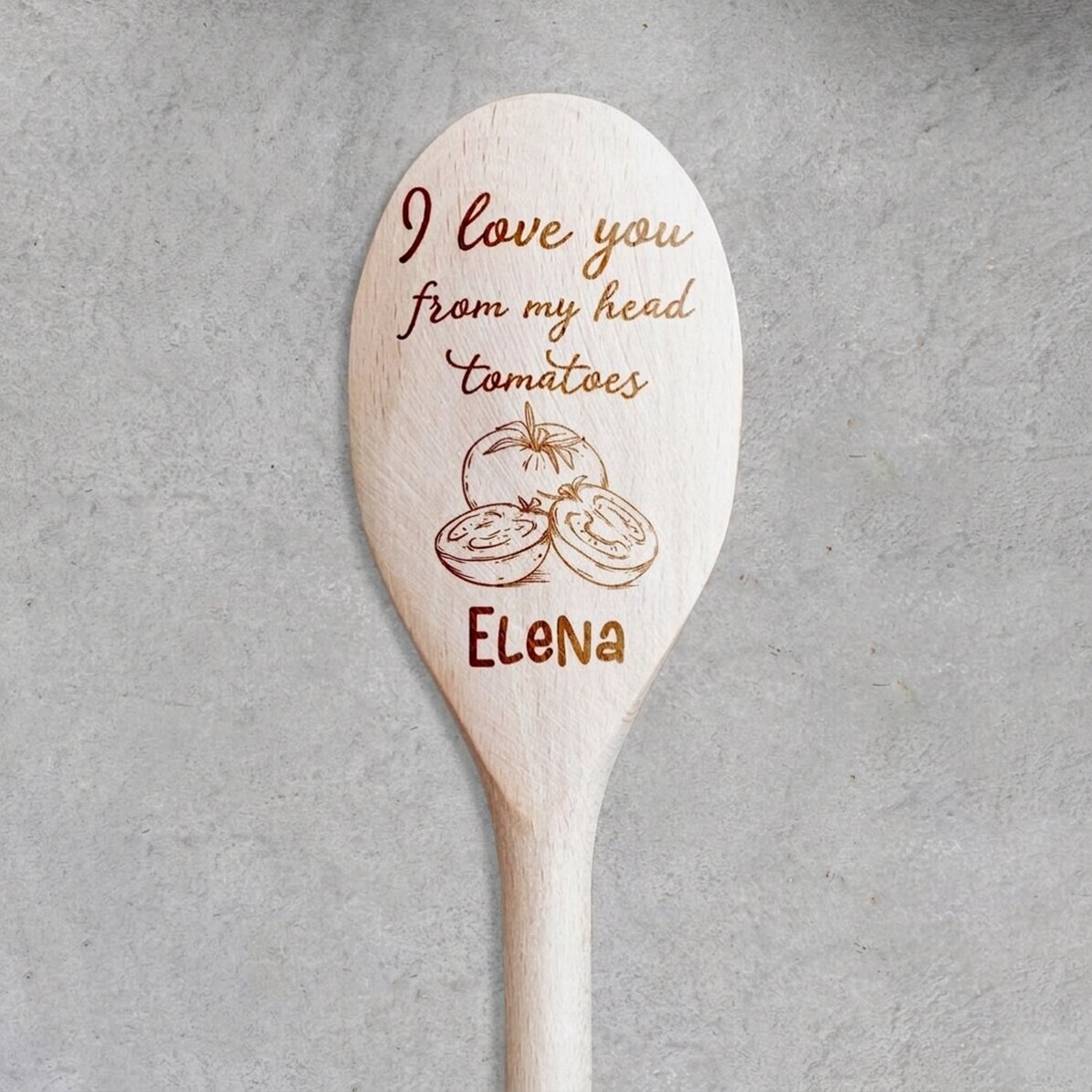 Cuchara de madera personalizada con texto - Tomatoes