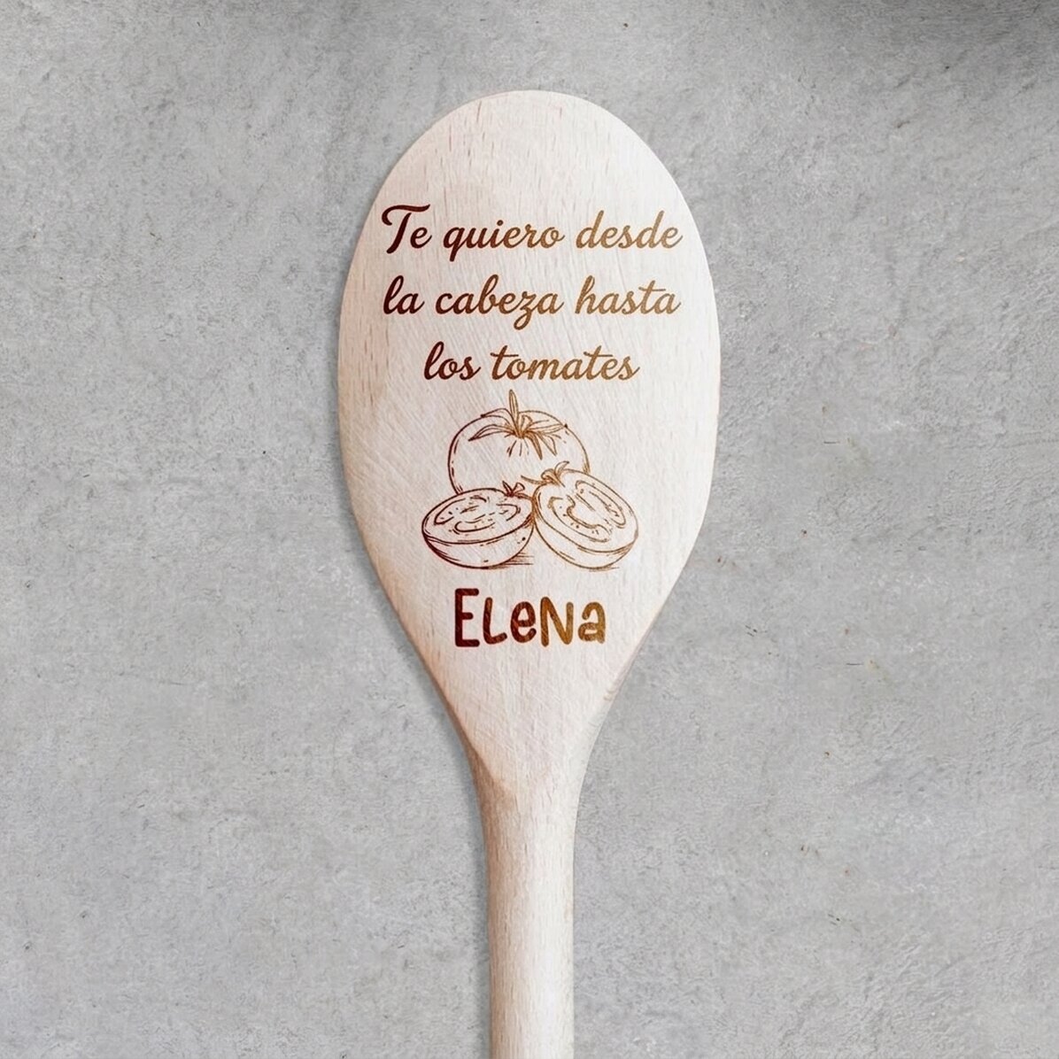 Cuchara de madera personalizada con texto - Tomatoes