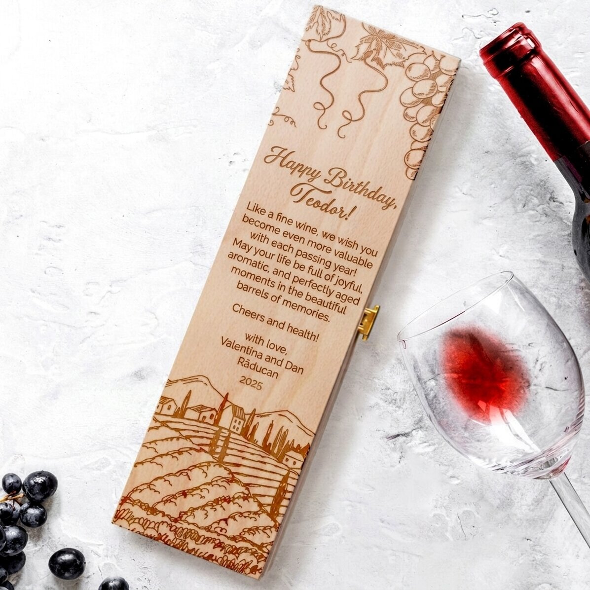 Caja de vino personalizada con texto - Clásica