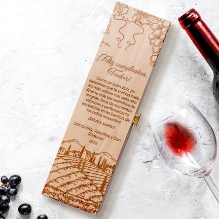 Caja de vino personalizada con texto - Clásica