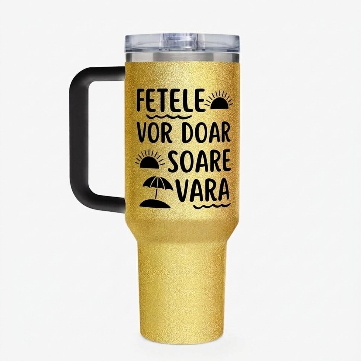 Taza térmica con asa y pajita, personalizada con un mensaje - Summer Vibe
