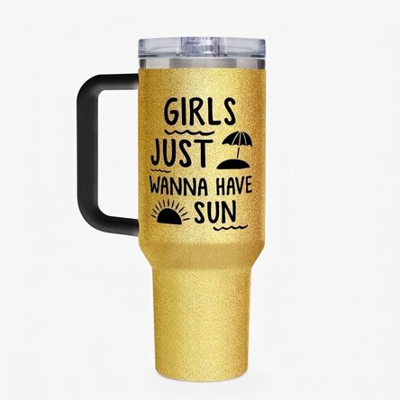 Taza termo con asa y pajita, personalizada con un mensaje - Summer Vibe