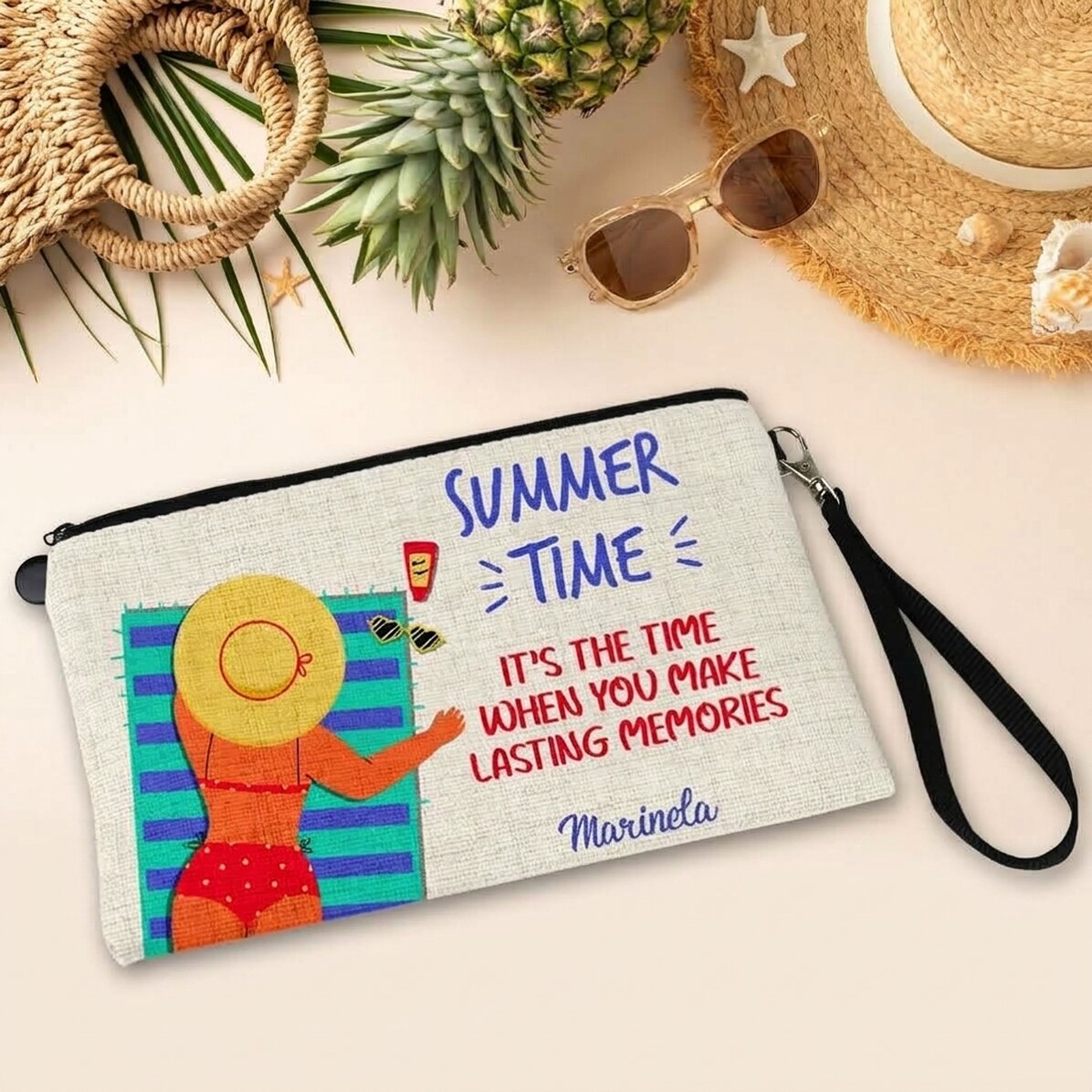 Bolsita para accesorios personalizada con texto - On the beach