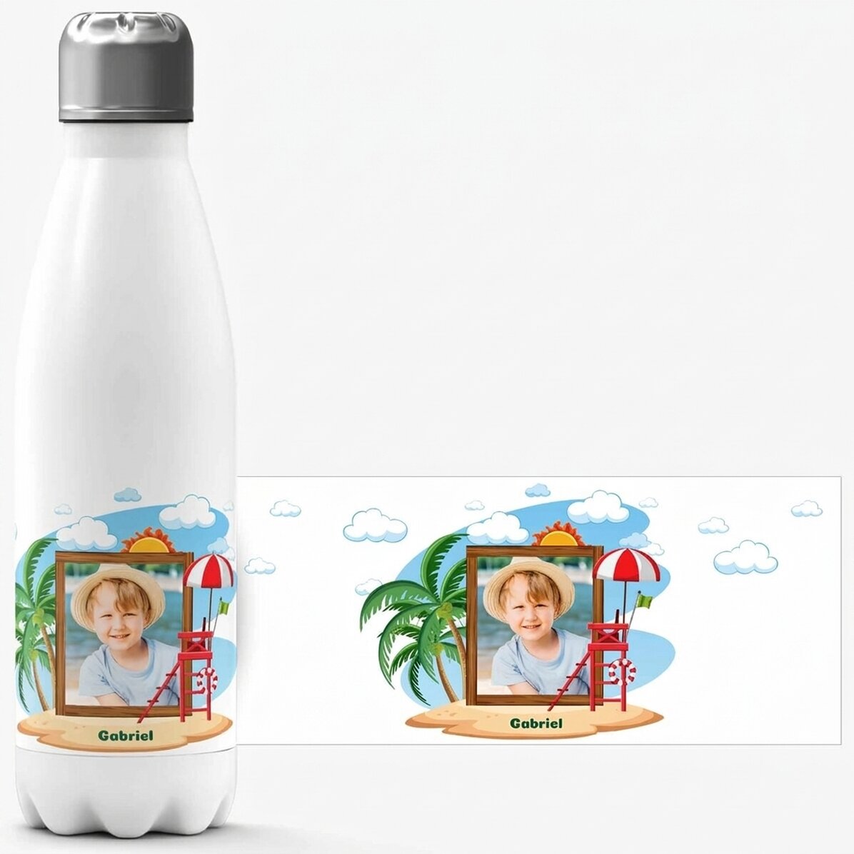 Termo con base blanca personalizado con mensaje - Vacaciones