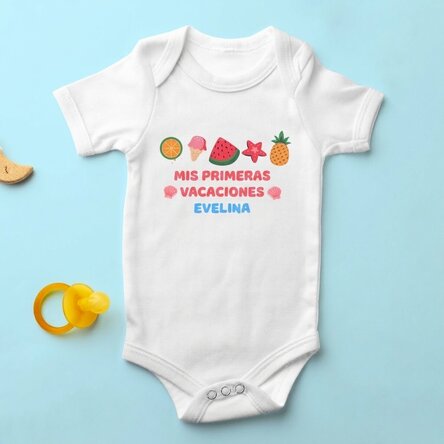 Body para niños personalizado con mensaje: «Las primeras vacaciones de verano»