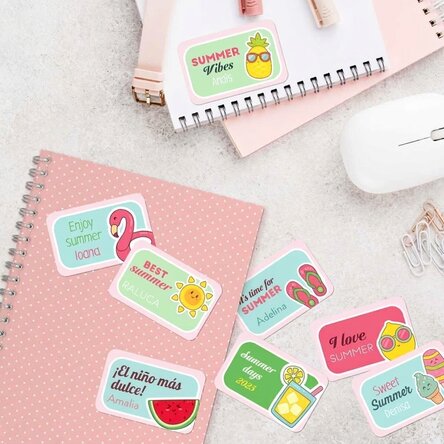 Lote de 8 pegatinas (etiquetas autoadhesivas) personalizadas con mensaje - Summer