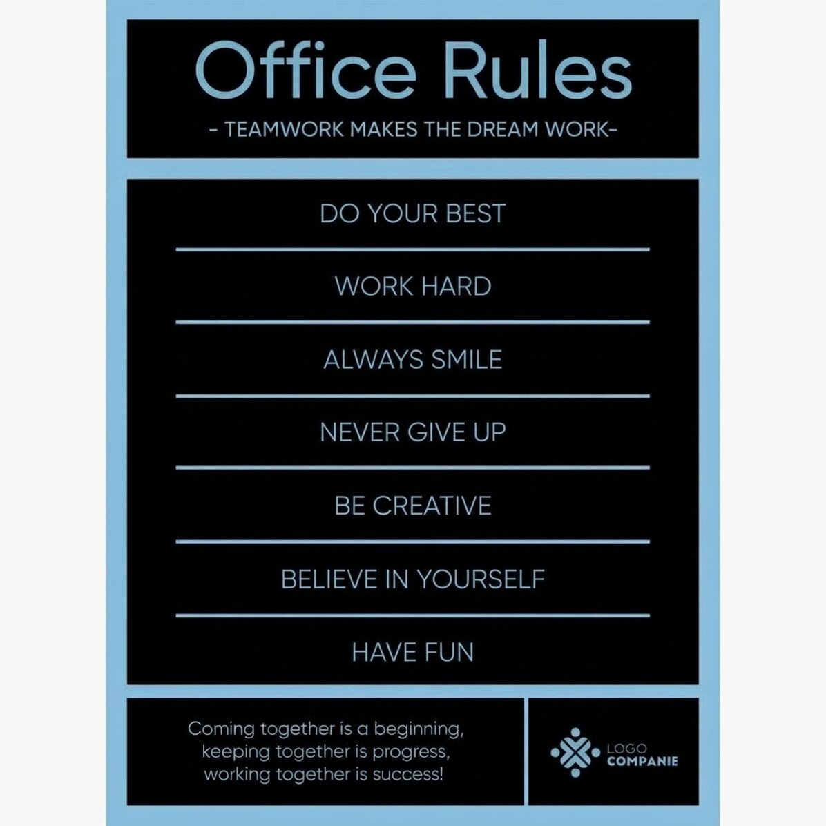 Póster personalizado con texto y logotipo - Office Rules