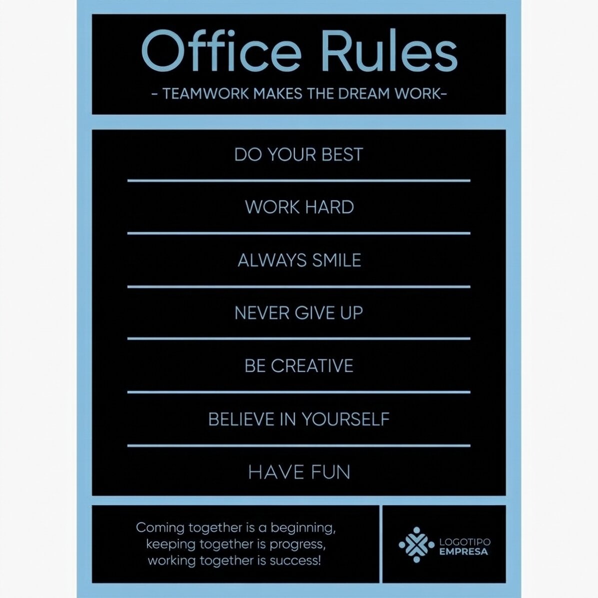 Póster personalizado con texto y logotipo - Office Rules