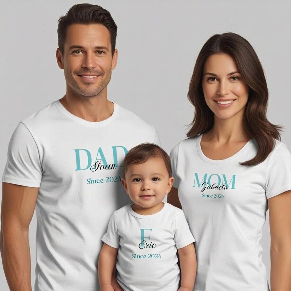 Camiseta de algodón para niños/adultos personalizada con texto - Family