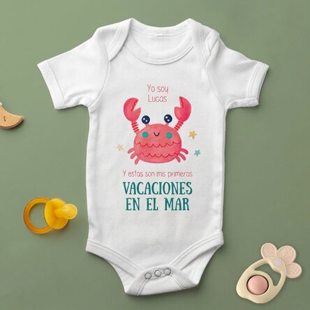 Body para niños personalizado con texto: «Mis primeras vacaciones»
