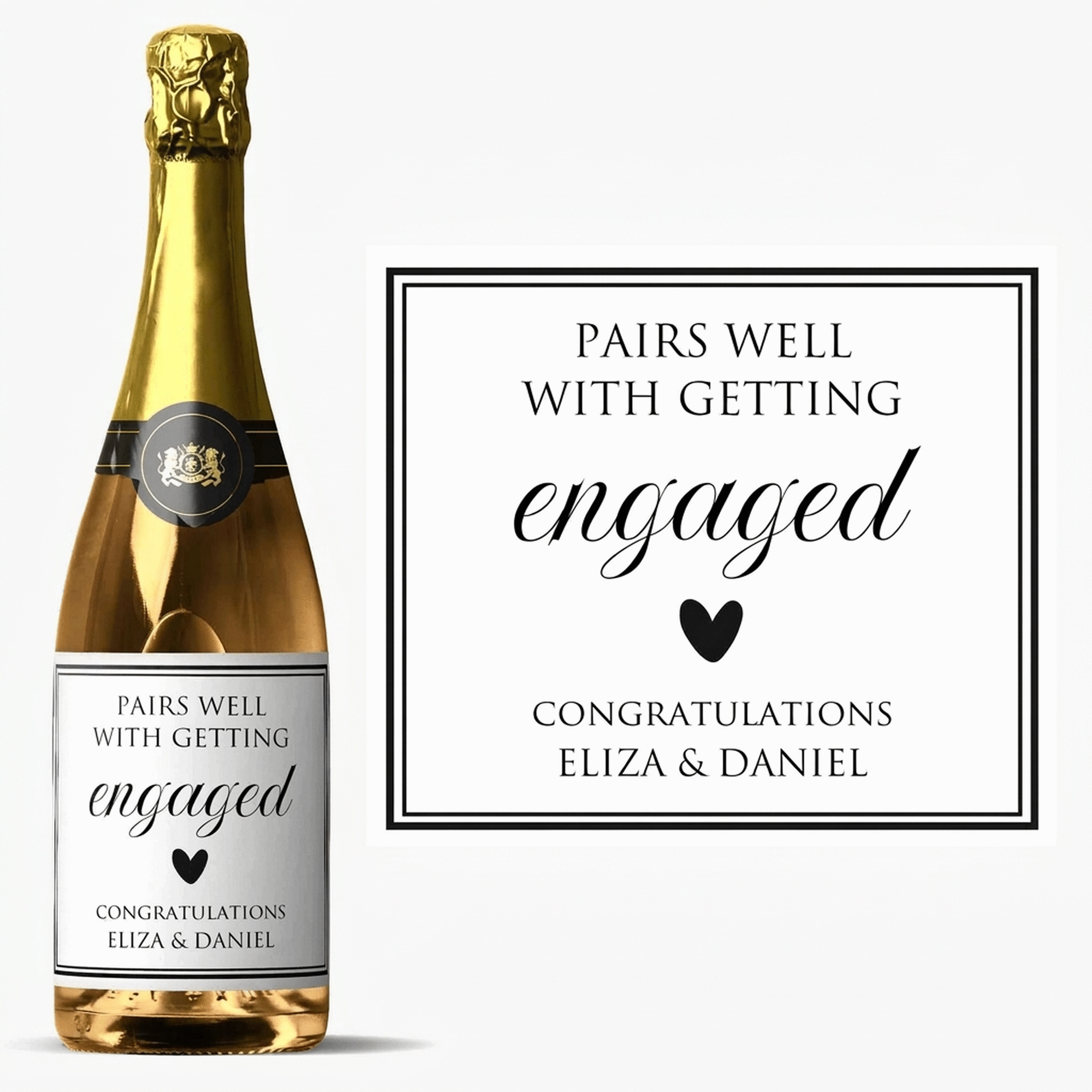 Vino espumoso personalizado con texto - Heart