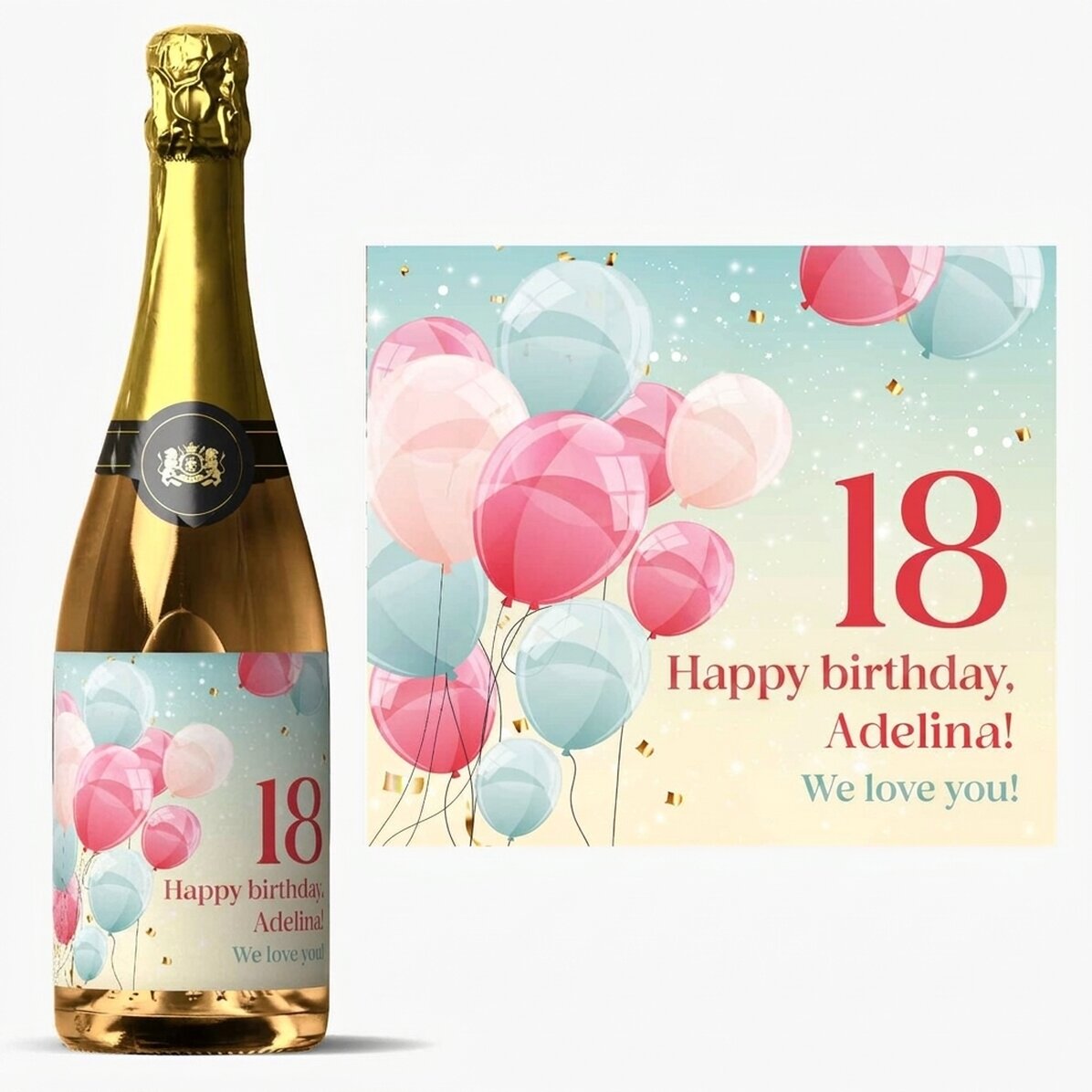 Vino espumoso personalizado con texto - Cumpleaños