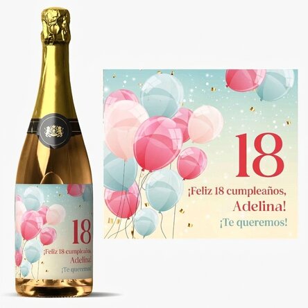 Vino espumoso personalizado con texto - Cumpleaños