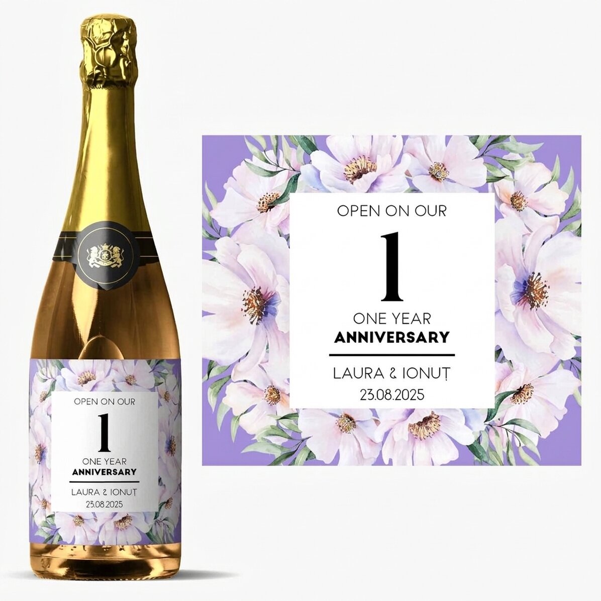 Vino espumoso personalizado con texto - Aniversario