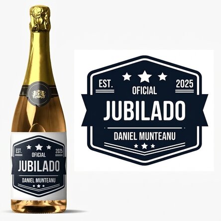 Vino espumoso personalizado con texto - Jubilado