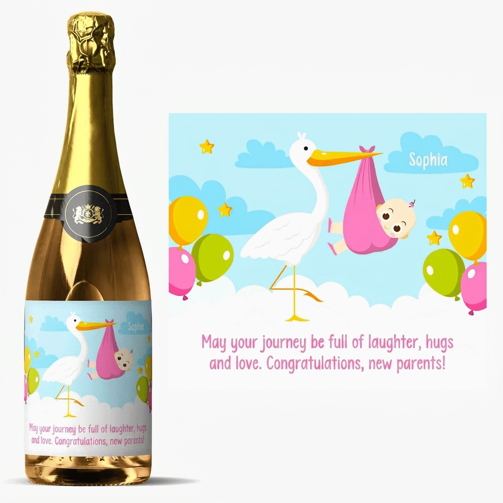 Vino espumoso personalizado con mensaje - Felicidades