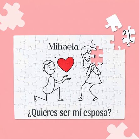 Rompecabezas personalizado con texto: «Marry Me»