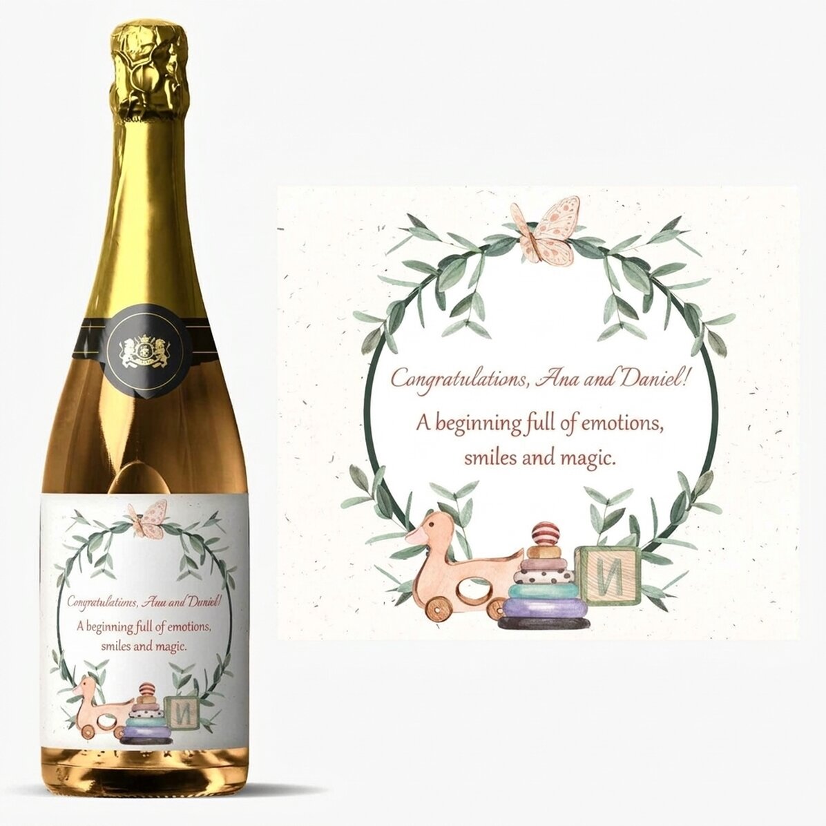 Vino espumoso personalizado con texto - Baby