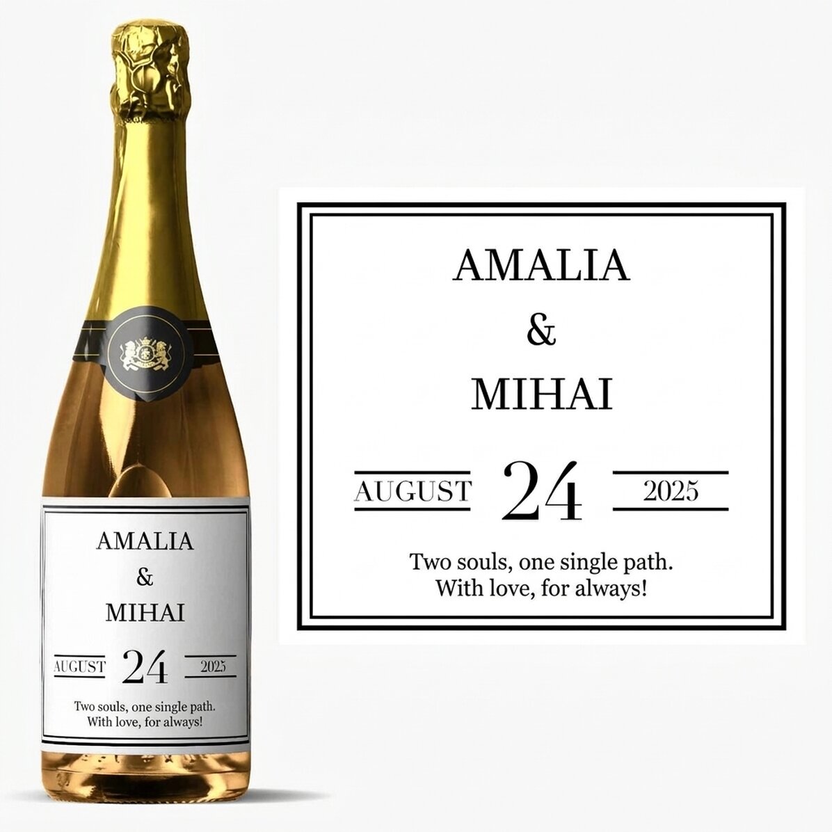 Vino espumoso personalizado con texto - Boda