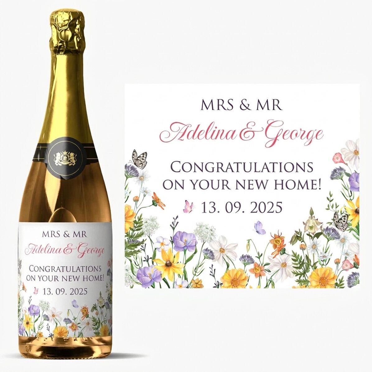Vino espumoso personalizado con texto - Boda