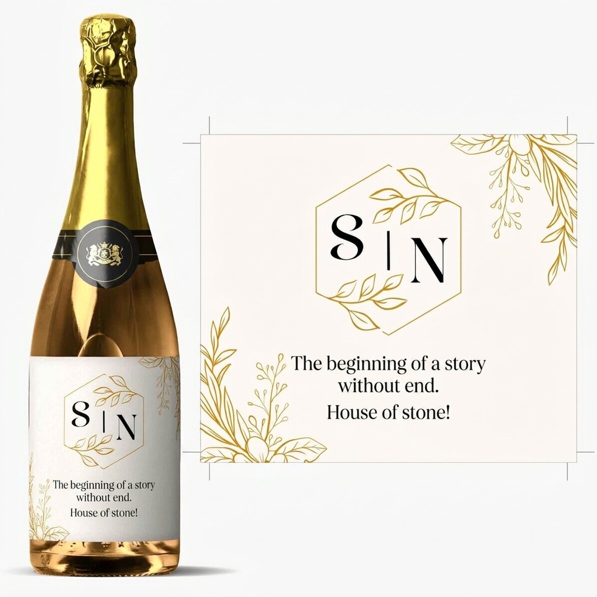 Vino espumoso personalizado con mensaje - Boda