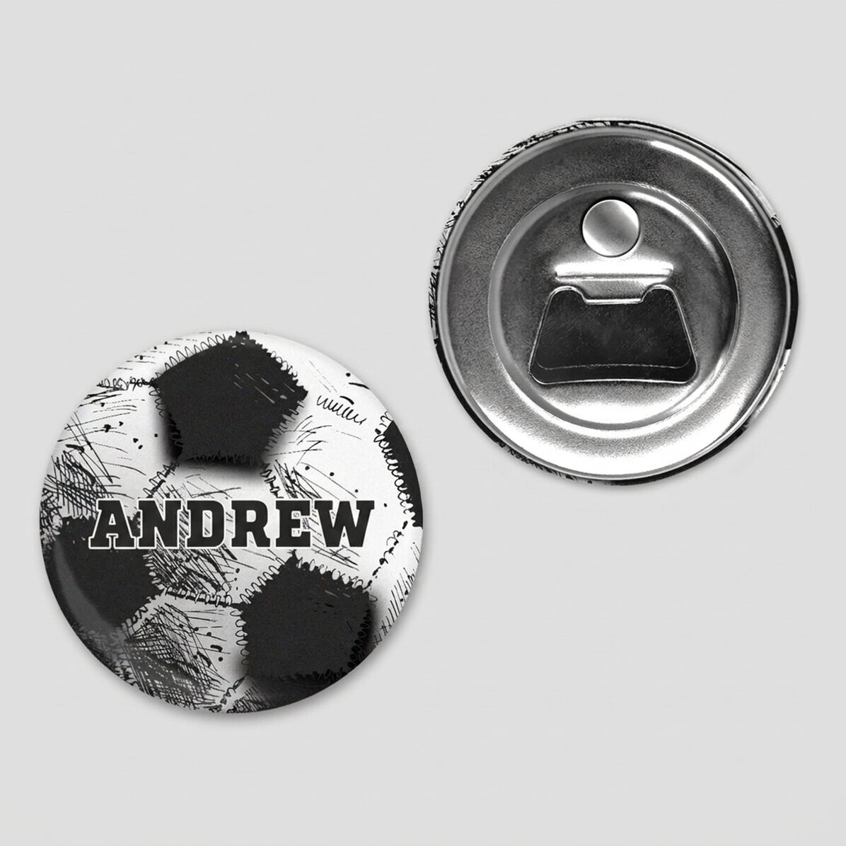 Abrebotellas con imán personalizado con mensaje - Balón de fútbol