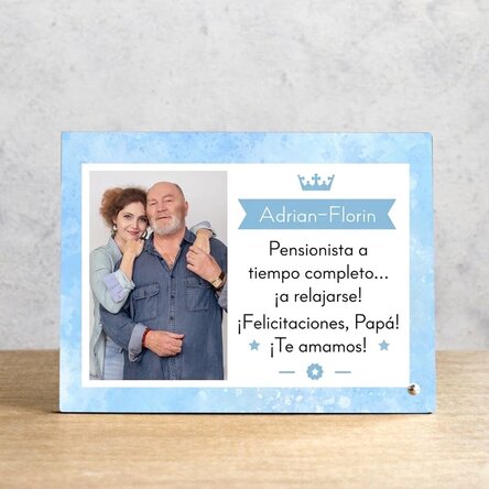 Marco de fotos de escritorio personalizado con una foto y un mensaje - Jubilado